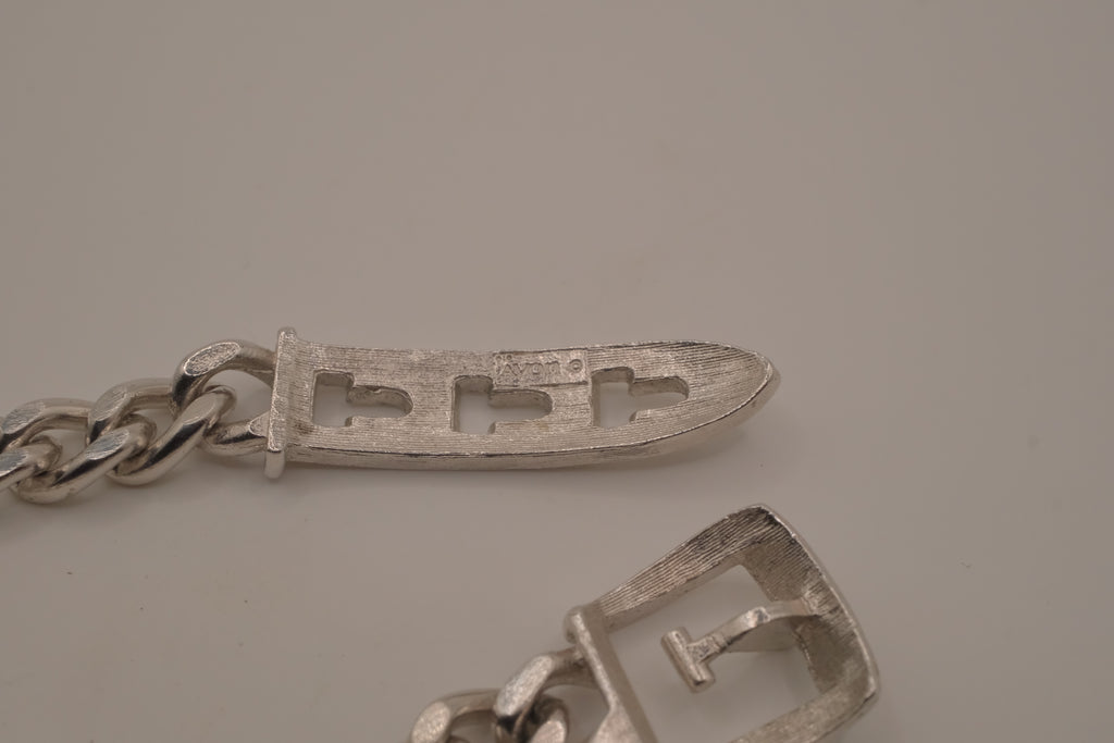 Vintage Avon silver-tone belt buckle chain bracelet