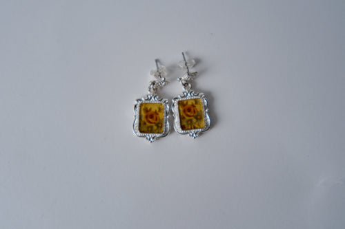 1928 rose enamel drop earrings