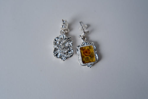 1928 rose enamel drop earrings