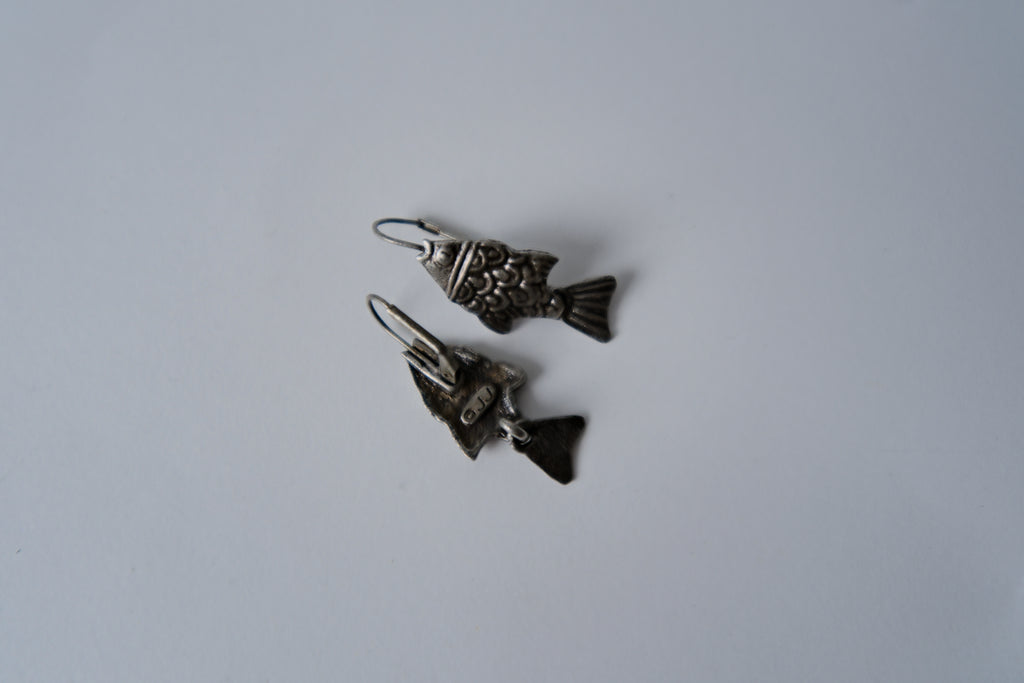 Vintage Silver fish hoops