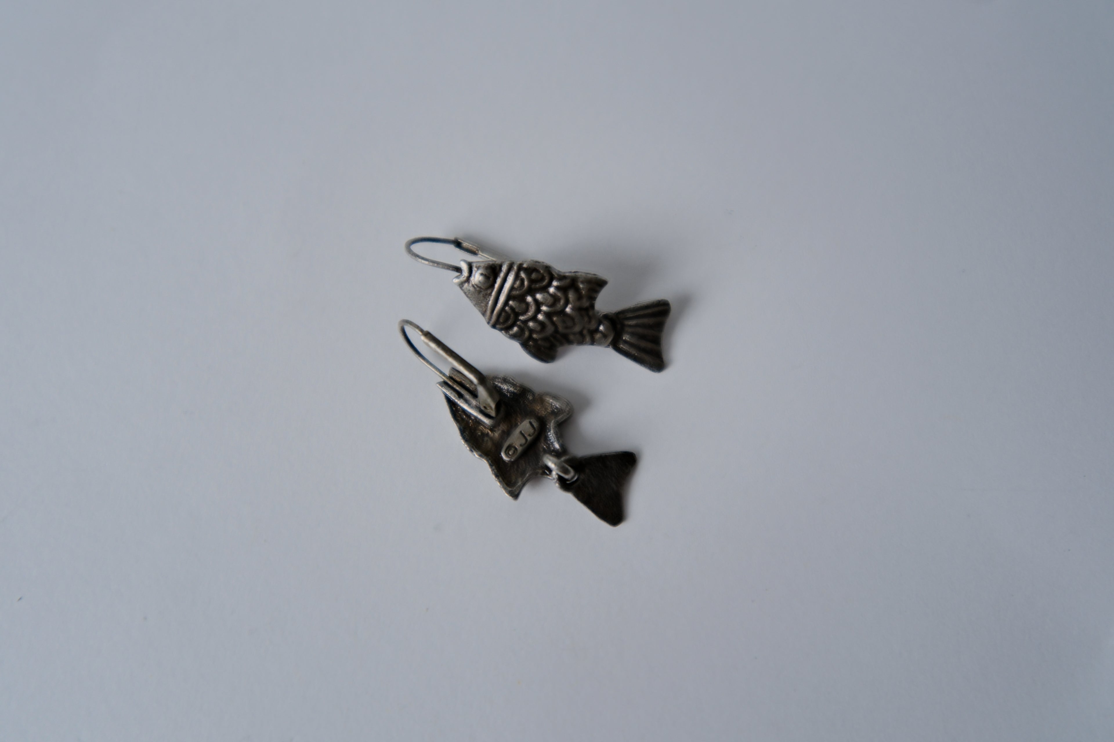 Vintage Silver fish hoops