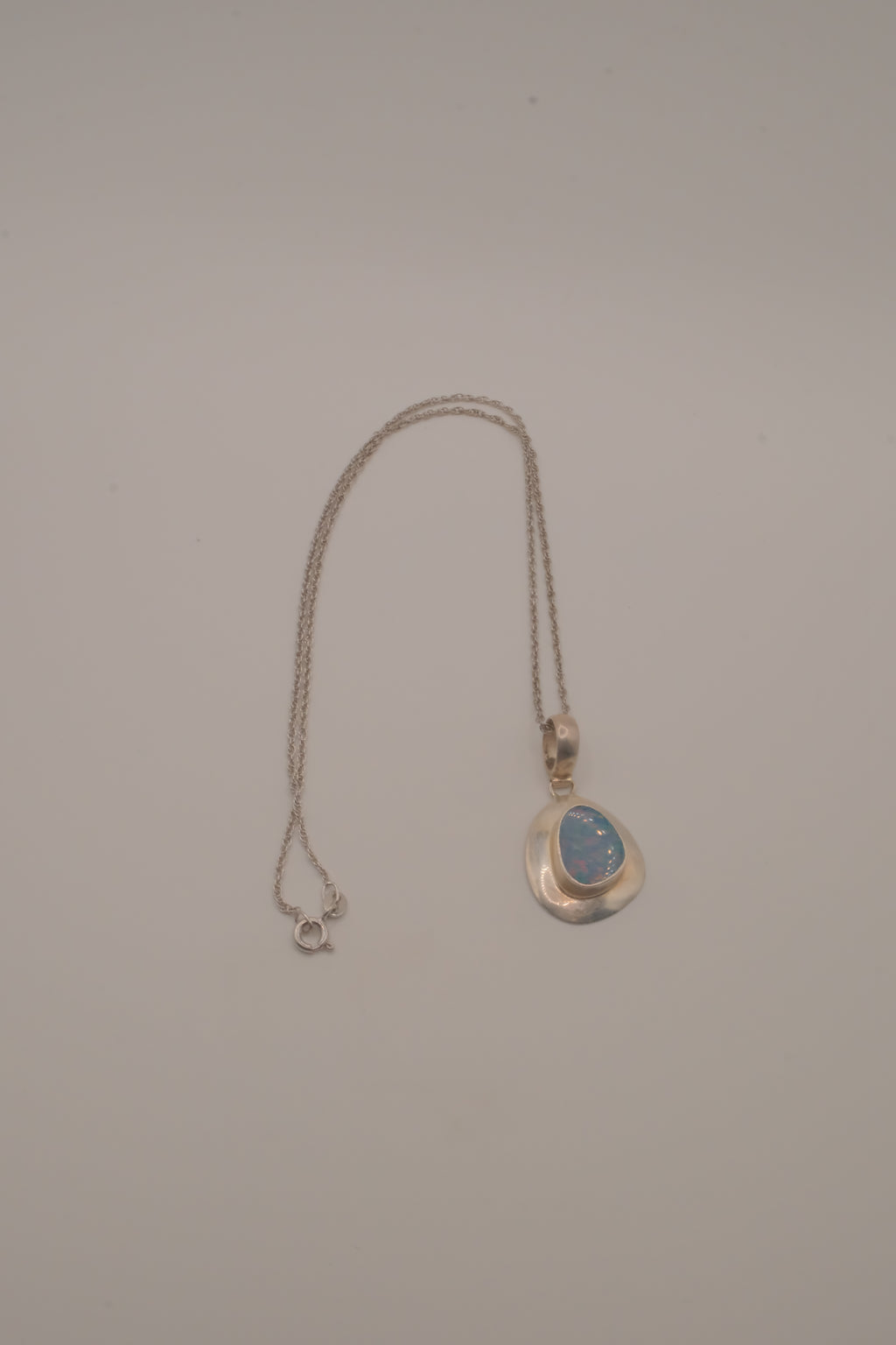 Sterling silver freeform Australian opal pendant chain