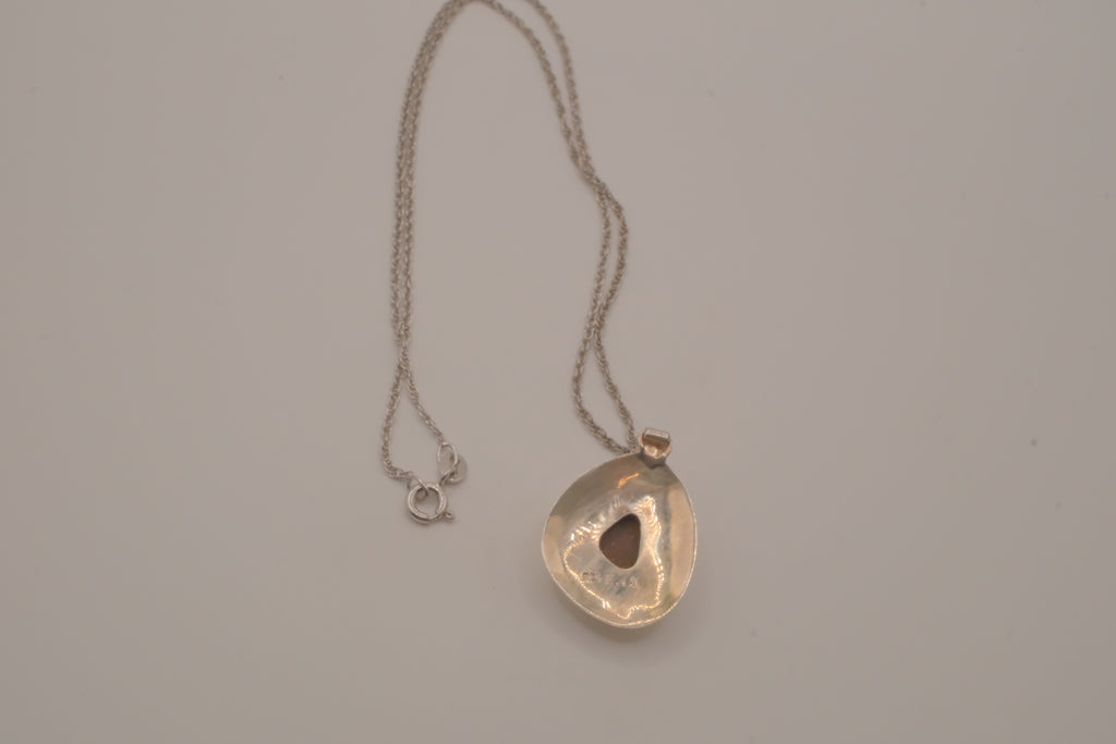 Sterling silver freeform Australian opal pendant chain
