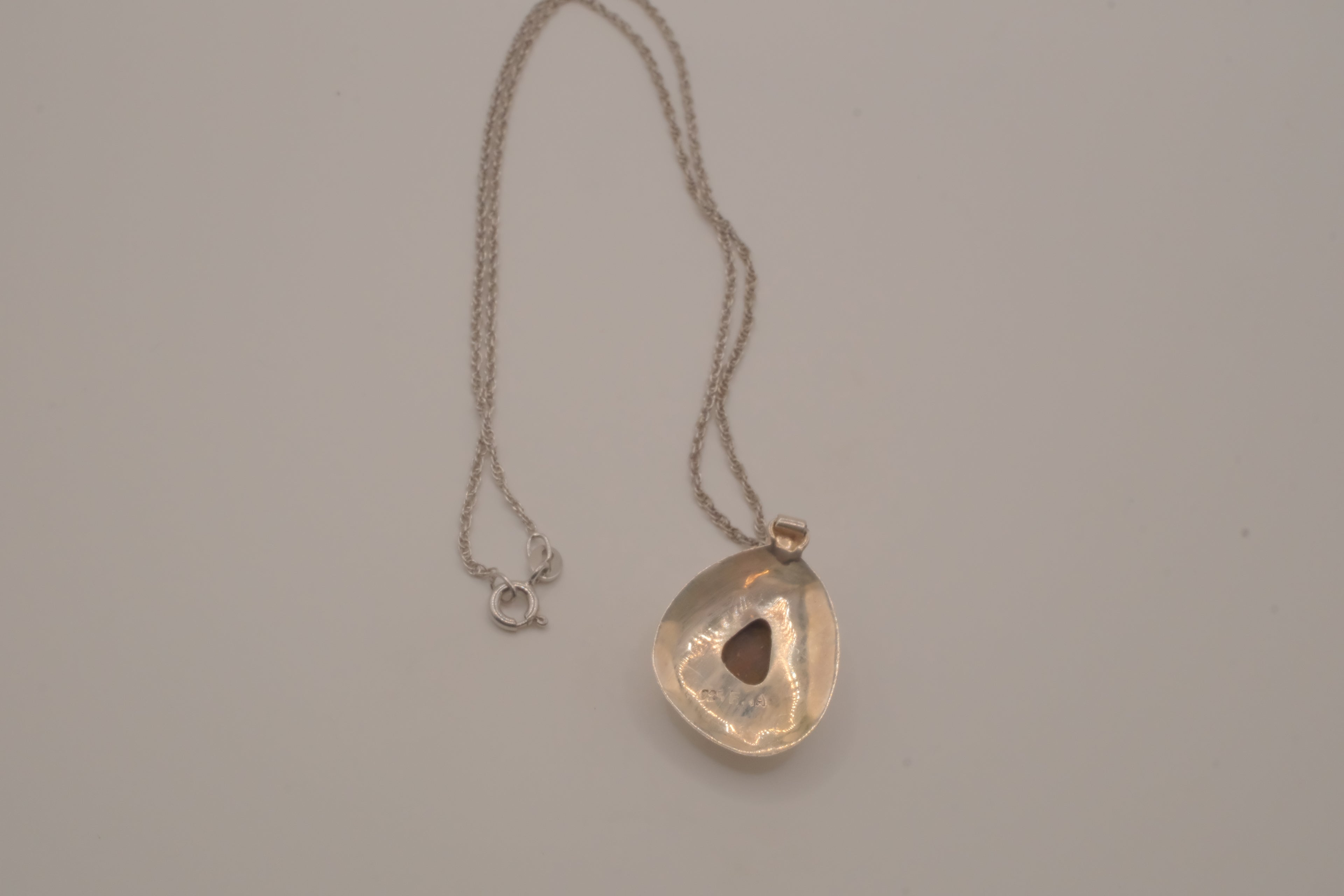 Sterling silver freeform Australian opal pendant chain
