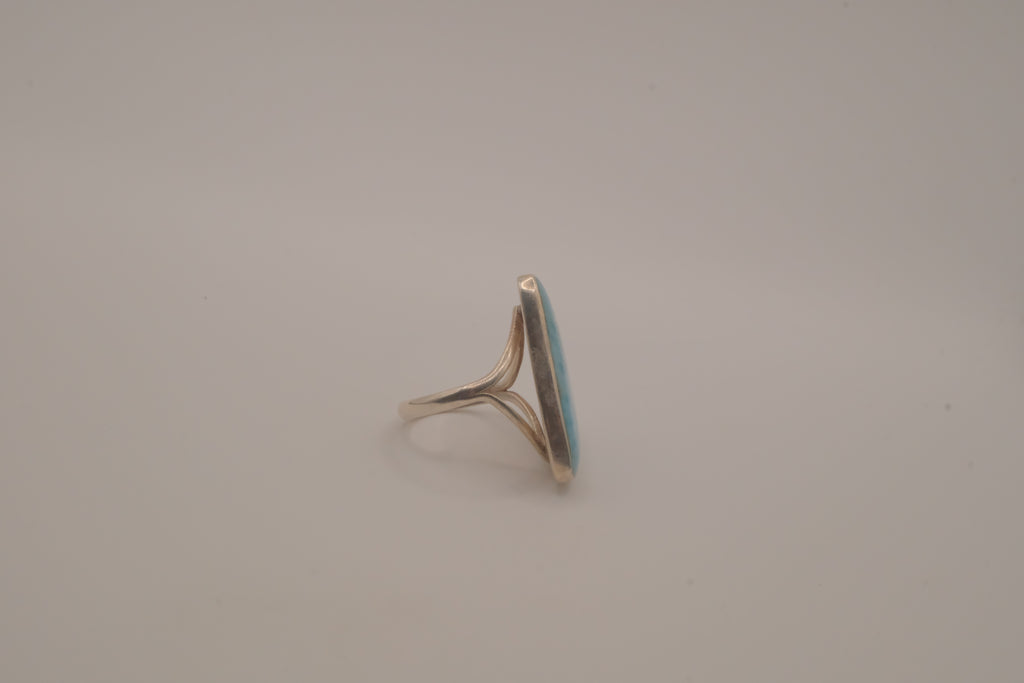 Sterling silver Large freeform Larimar ring