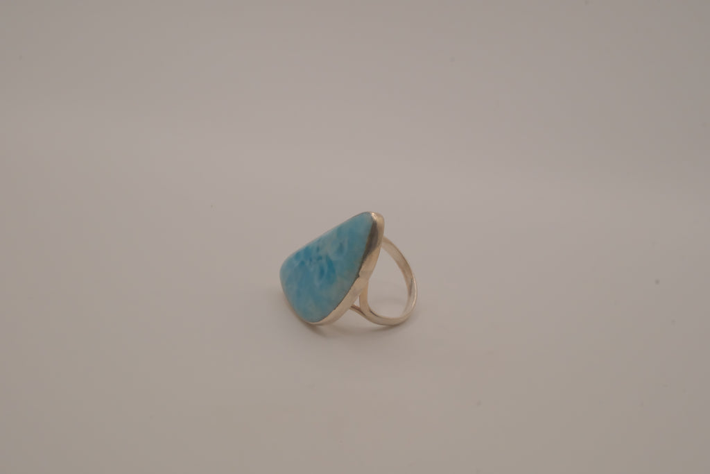Sterling silver Large freeform Larimar ring