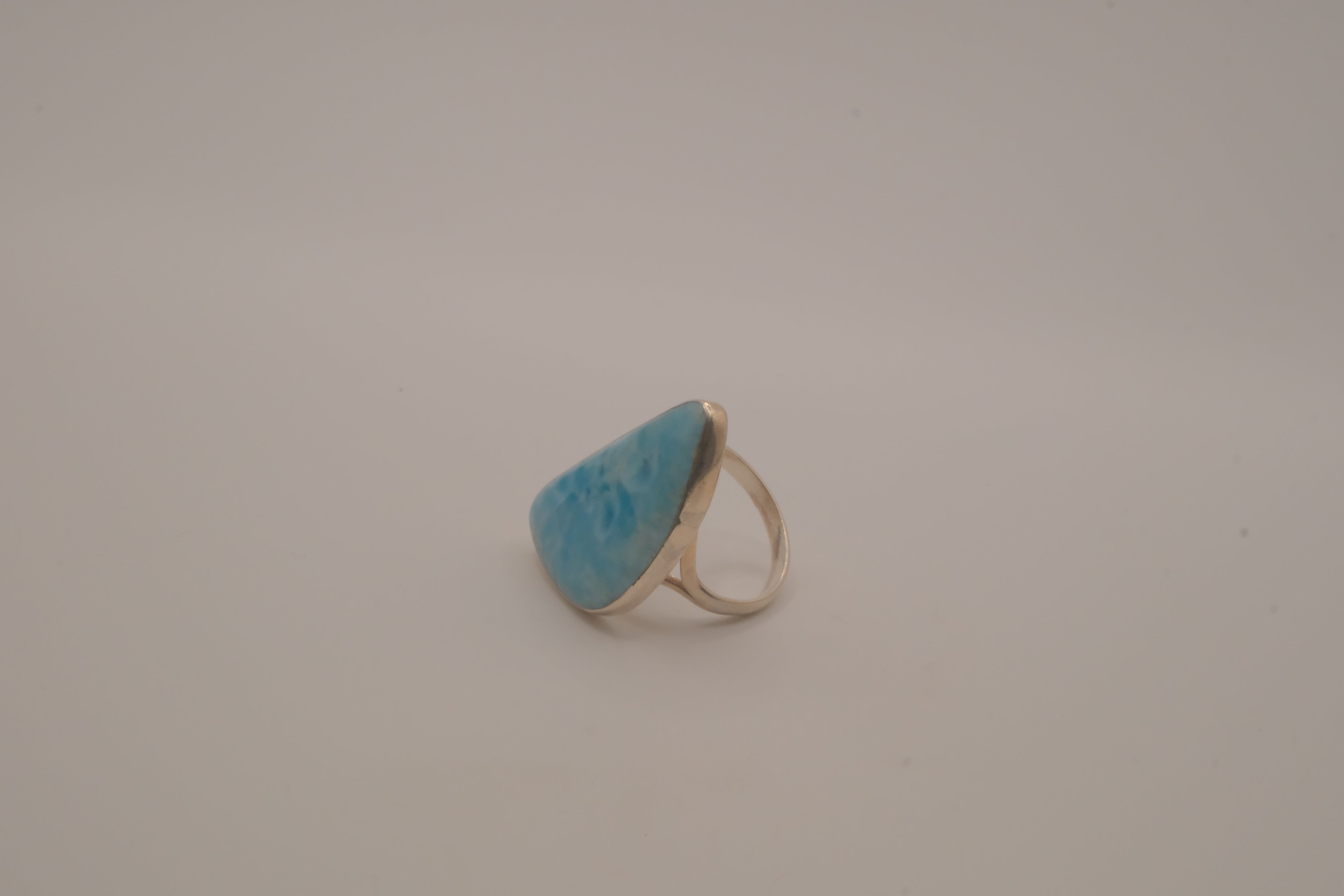 Sterling silver Large freeform Larimar ring