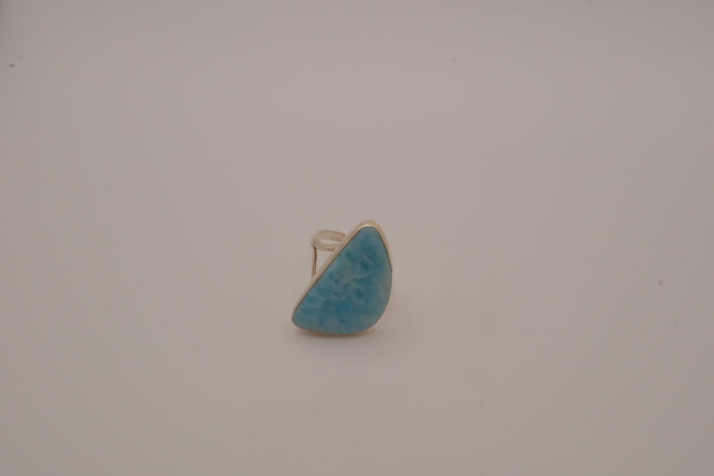 Sterling silver Large freeform Larimar ring