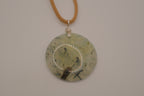 Natural prehnite pendant on leather cord