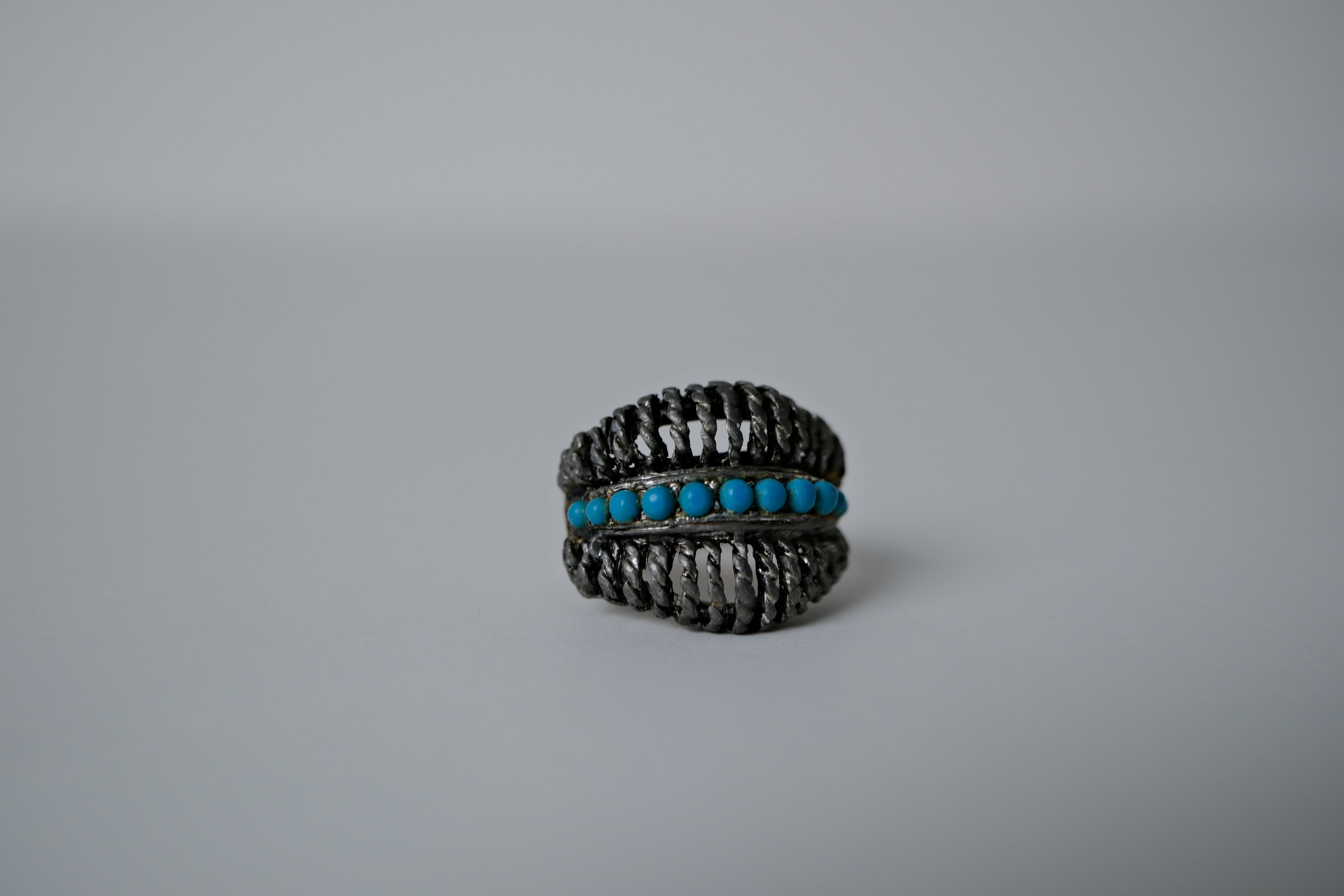 Vintage Zuni Sterling Silver Torquoise Needlepoint Ring