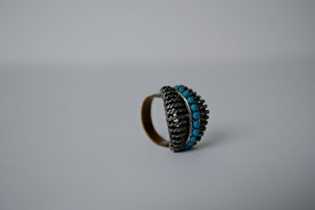 Vintage Zuni Sterling Silver Torquoise Needlepoint Ring