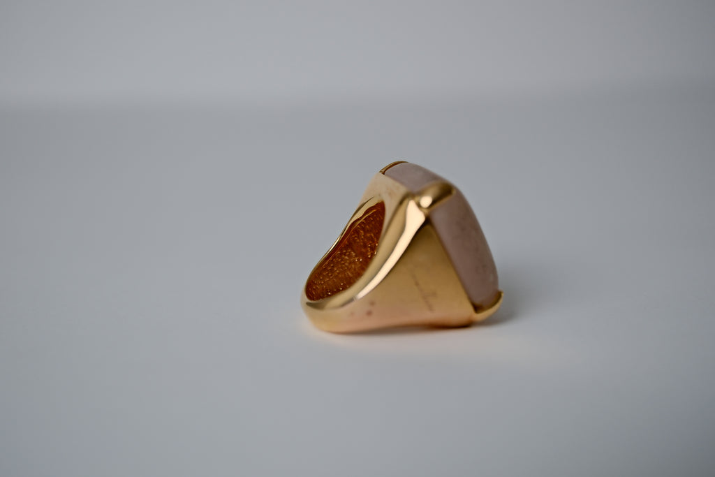 Vintage Rose Quartz Gold-tone Ring