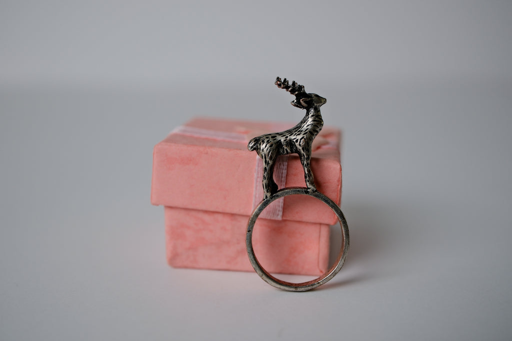 Vintage Artisan Sterling Silver Deer Ring&nbsp;