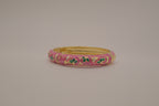 Pink enamel floral hinged bangle bracelet