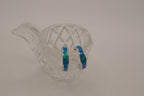 Sterling silver blue-green opal inlay hoop earrings