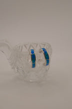 Sterling silver blue-green opal inlay hoop earrings