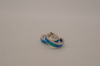 Sterling silver blue-green opal inlay hoop earrings