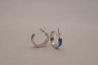 Sterling silver blue-green opal inlay hoop earrings