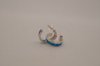 Sterling silver blue-green opal inlay hoop earrings
