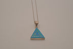 Sterling silver geometric triangle Opal inlay pendant chain