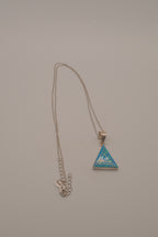 Sterling silver geometric triangle Opal inlay pendant chain