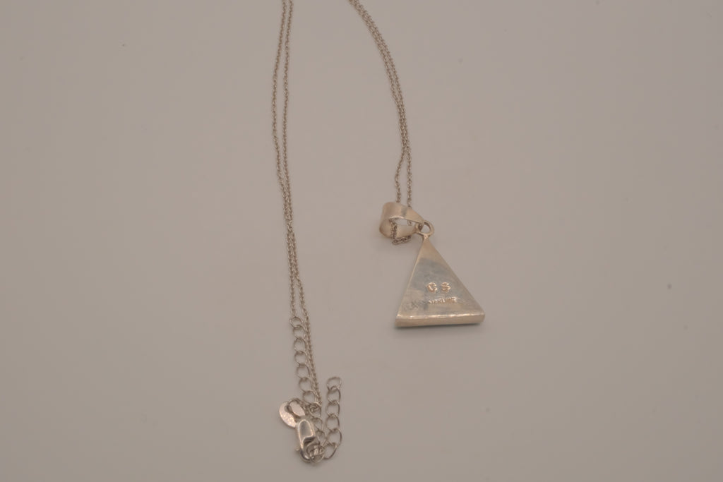 Sterling silver geometric triangle Opal inlay pendant chain