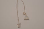 Sterling silver geometric triangle Opal inlay pendant chain