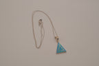 Sterling silver geometric triangle Opal inlay pendant chain