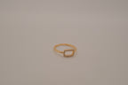 Gold-plated 925 sterling silver geometric open rectangle halo ring