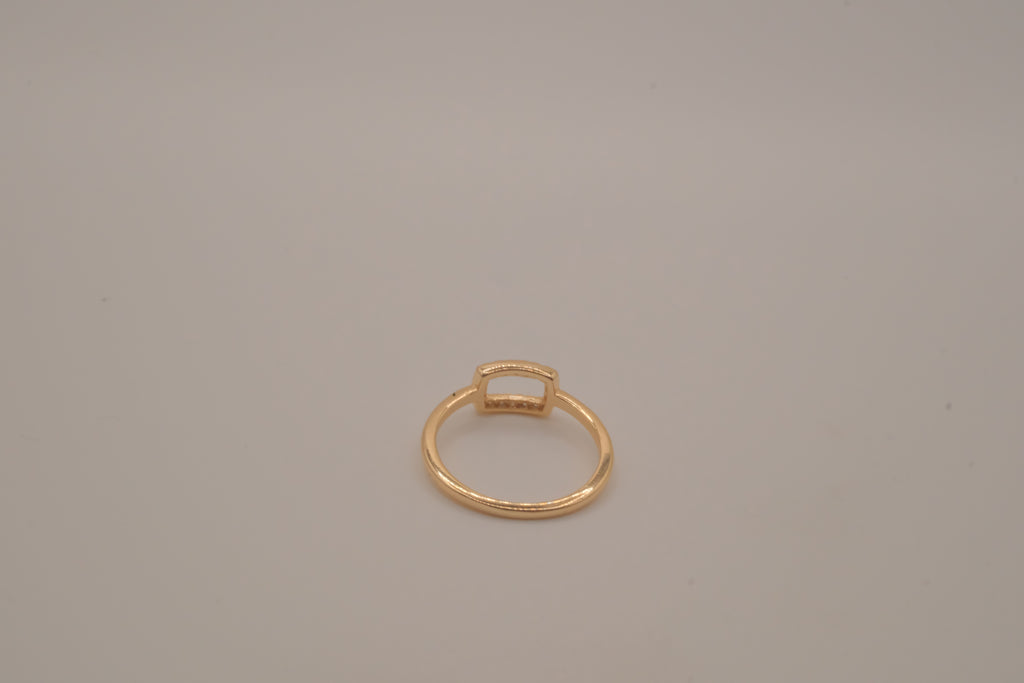 Gold-plated 925 sterling silver geometric open rectangle halo ring