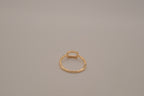 Gold-plated 925 sterling silver geometric open rectangle halo ring