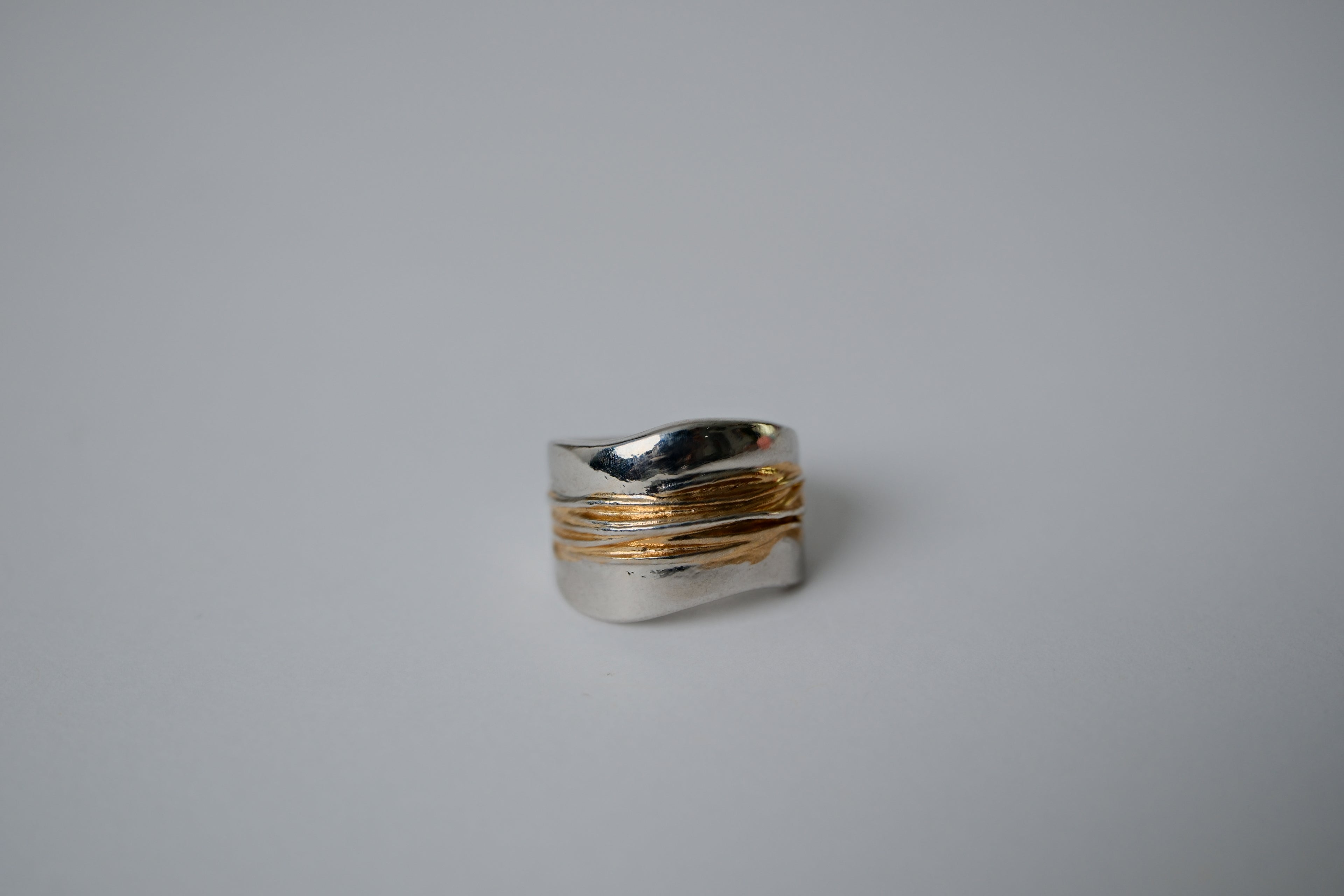 Vintage Two-toned Sterling Silver Textured Ring