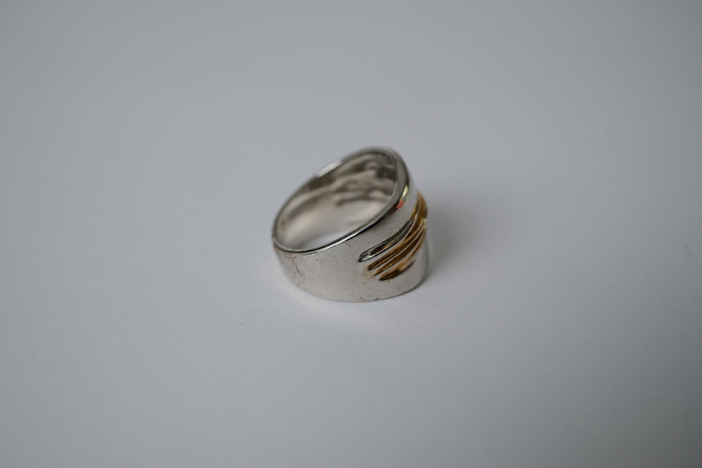 Vintage Two-toned Sterling Silver Textured Ring