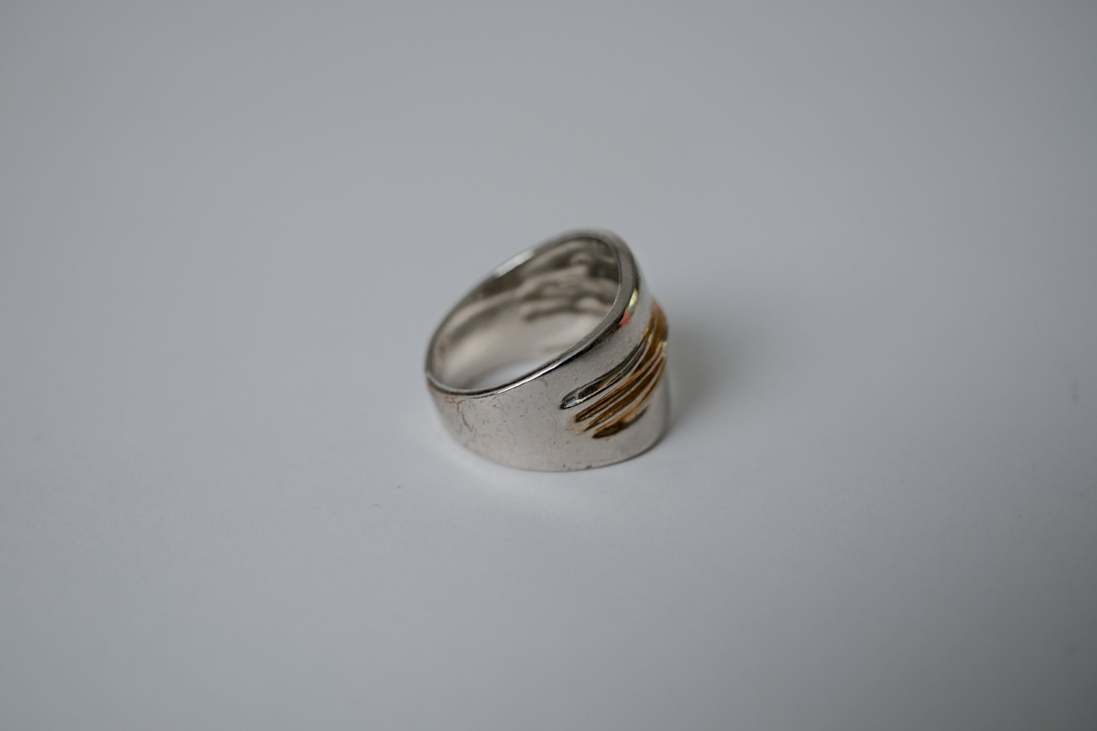 Vintage Two-toned Sterling Silver Textured Ring