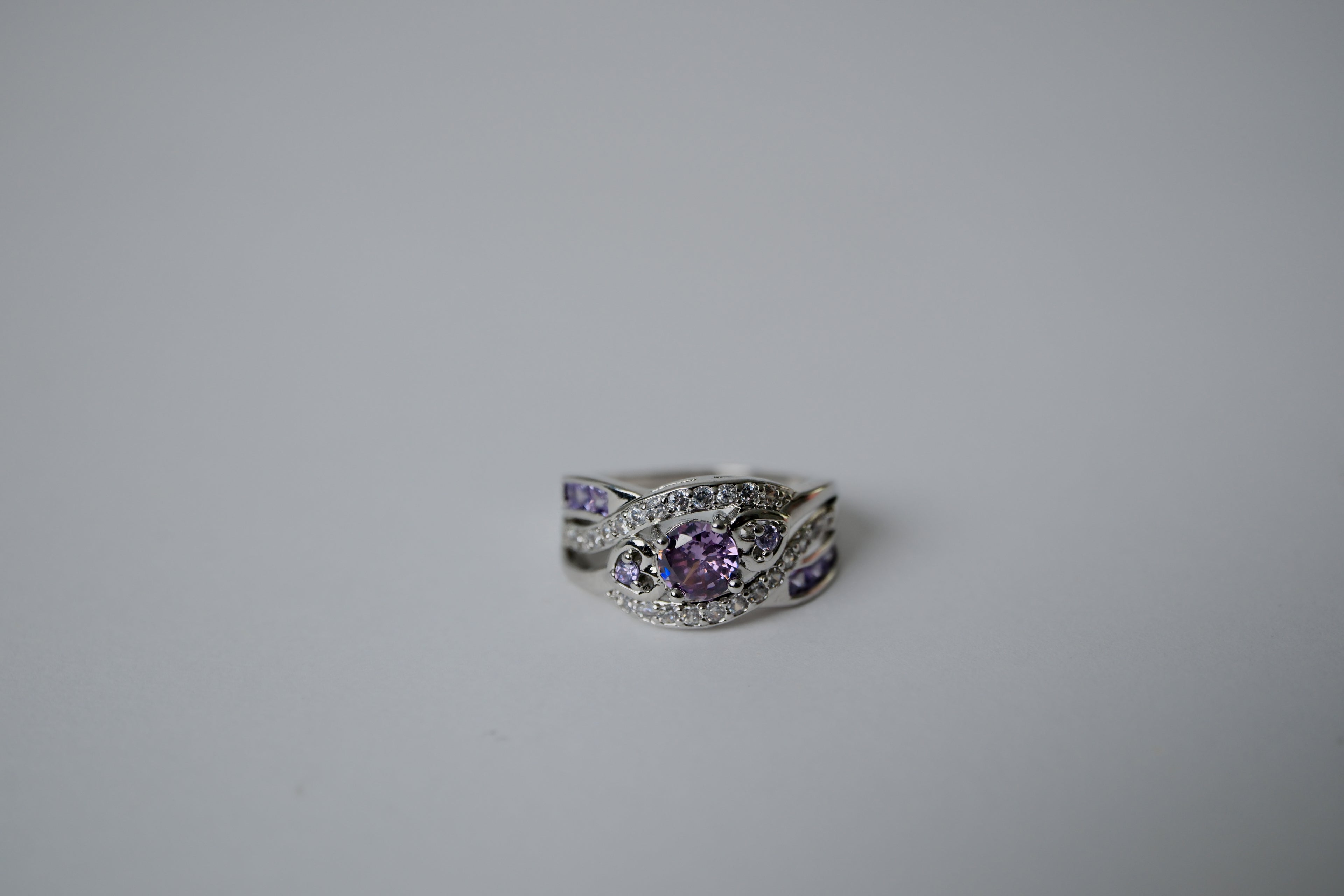 Sterling Silver Amethyst Twisted Ring