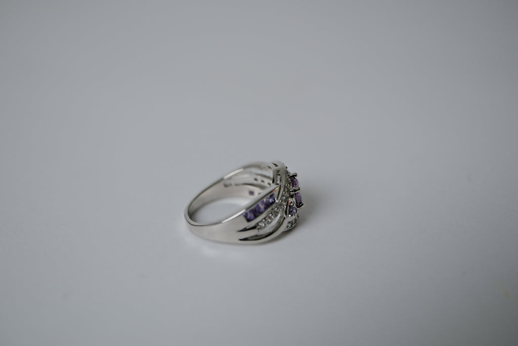 Sterling Silver Amethyst Twisted Ring