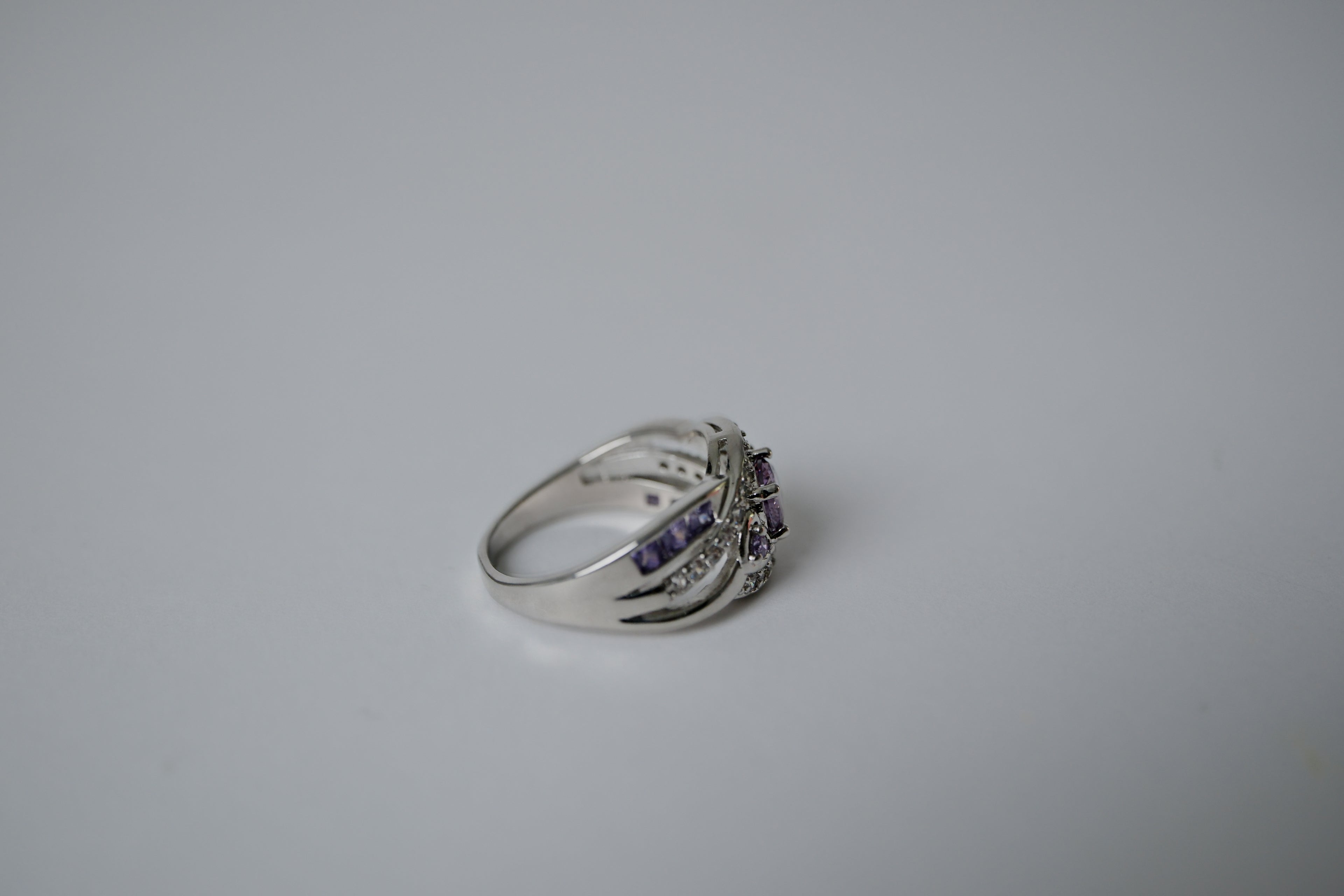 Sterling Silver Amethyst Twisted Ring