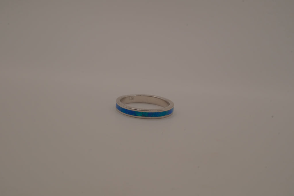 Blue Fire Opal Inlay Full Eternity Band Ring