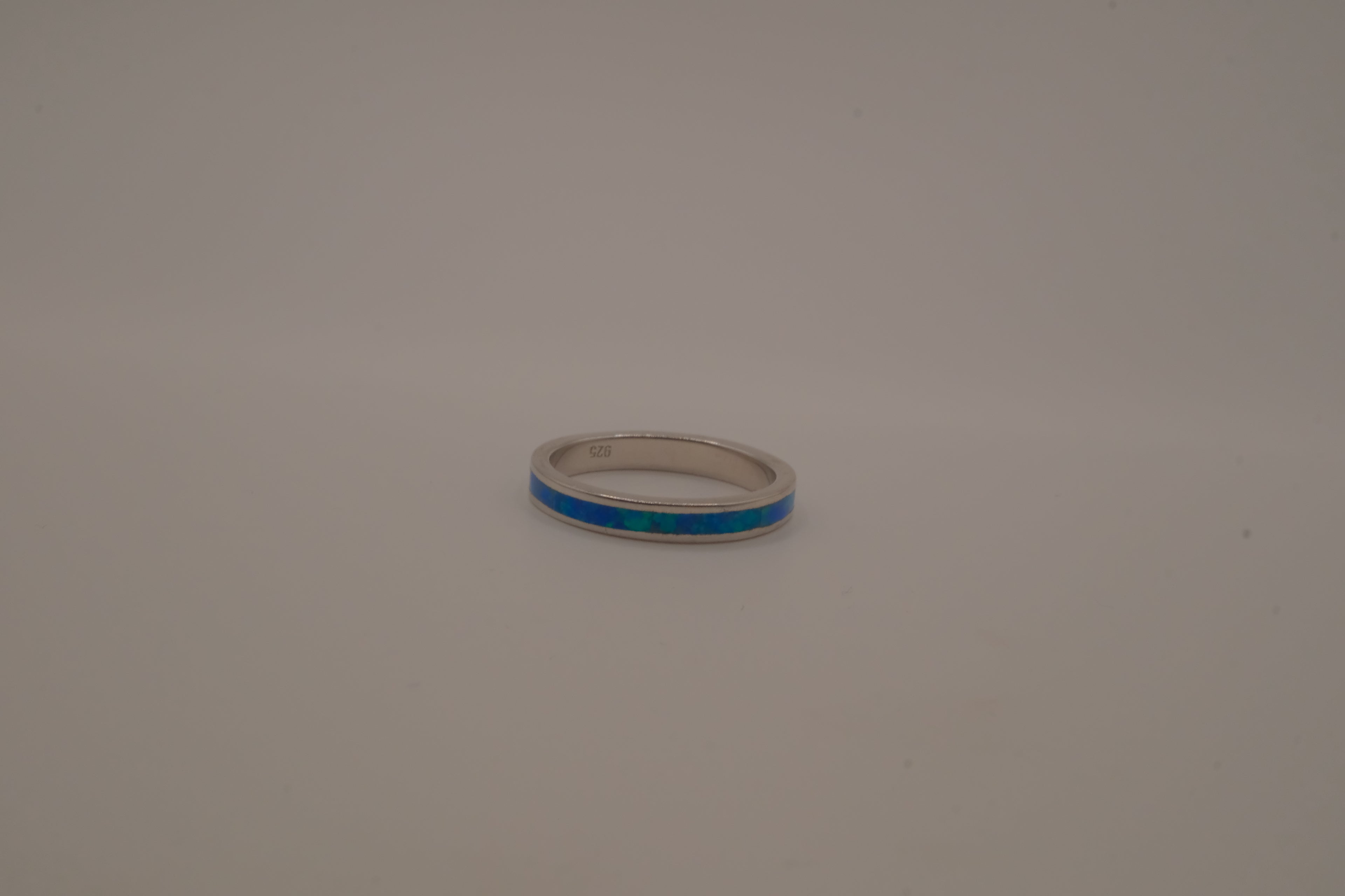 Blue Fire Opal Inlay Full Eternity Band Ring