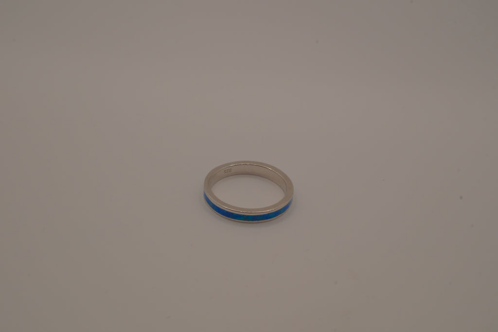 Blue Fire Opal Inlay Full Eternity Band Ring