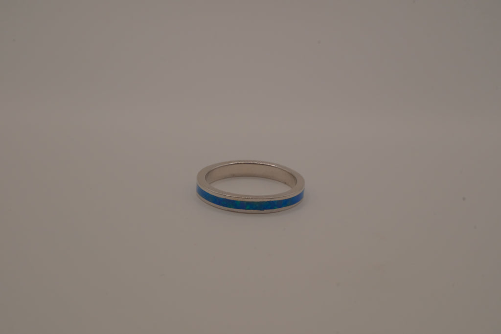 Blue Fire Opal Inlay Full Eternity Band Ring
