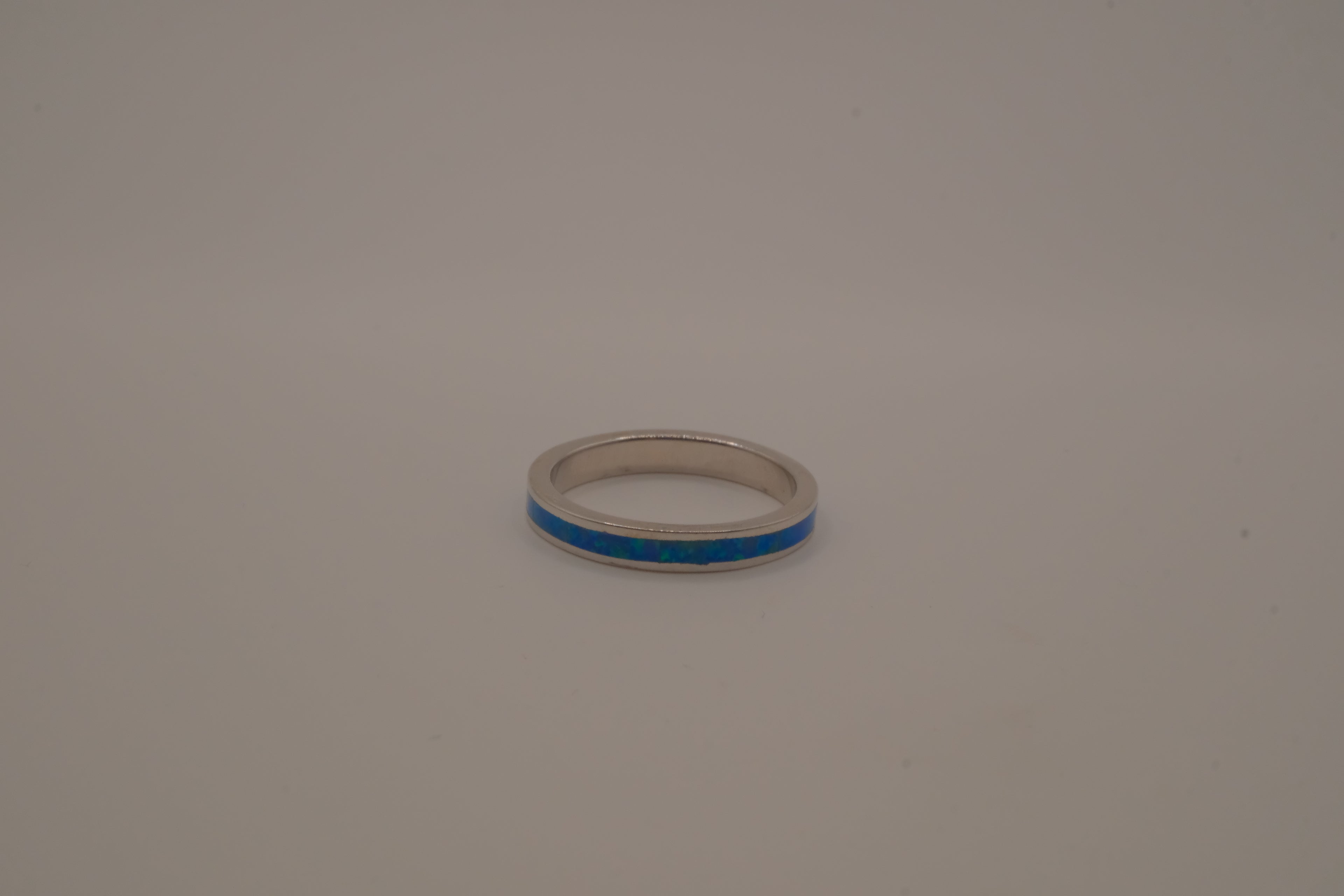 Blue Fire Opal Inlay Full Eternity Band Ring