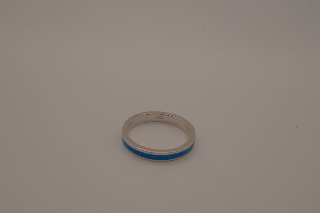 Blue Fire Opal Inlay Full Eternity Band Ring