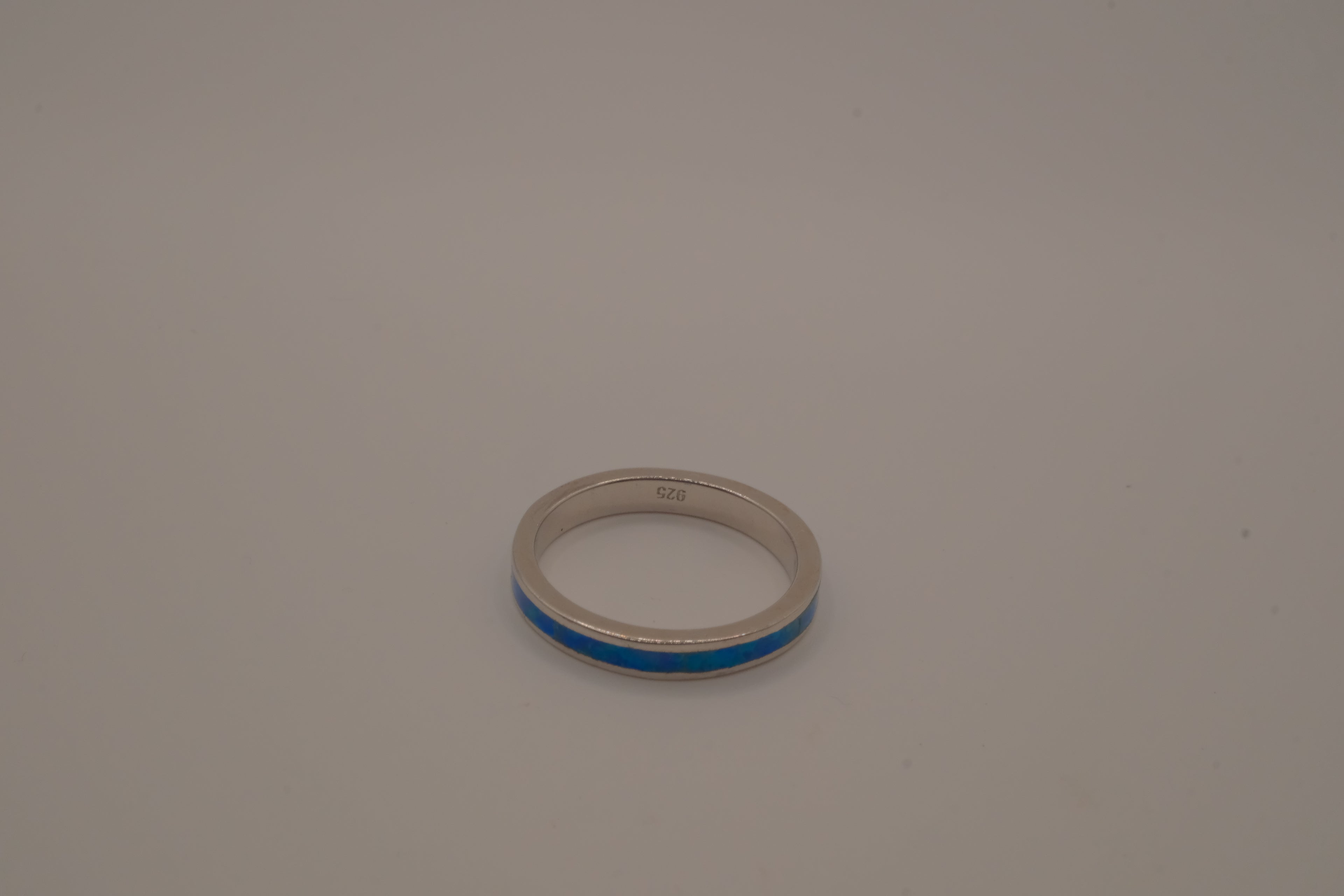 Blue Fire Opal Inlay Full Eternity Band Ring