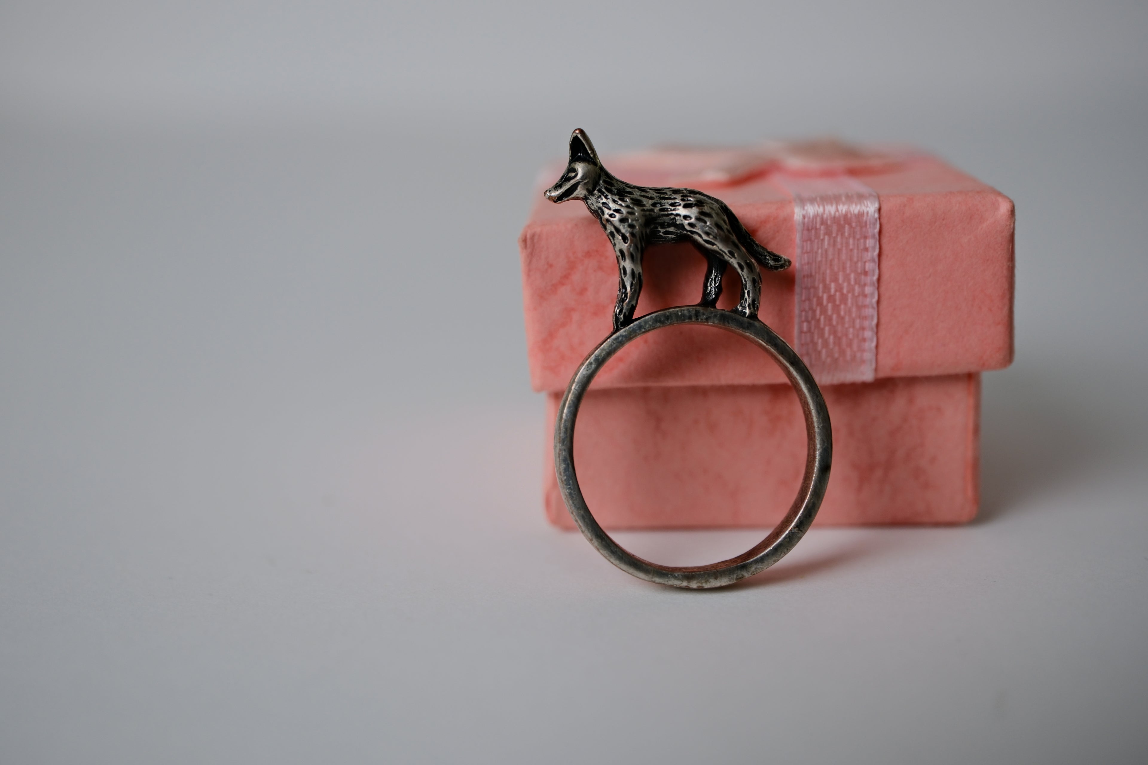 Vintage Artisan Sterling Silver Fox Ring