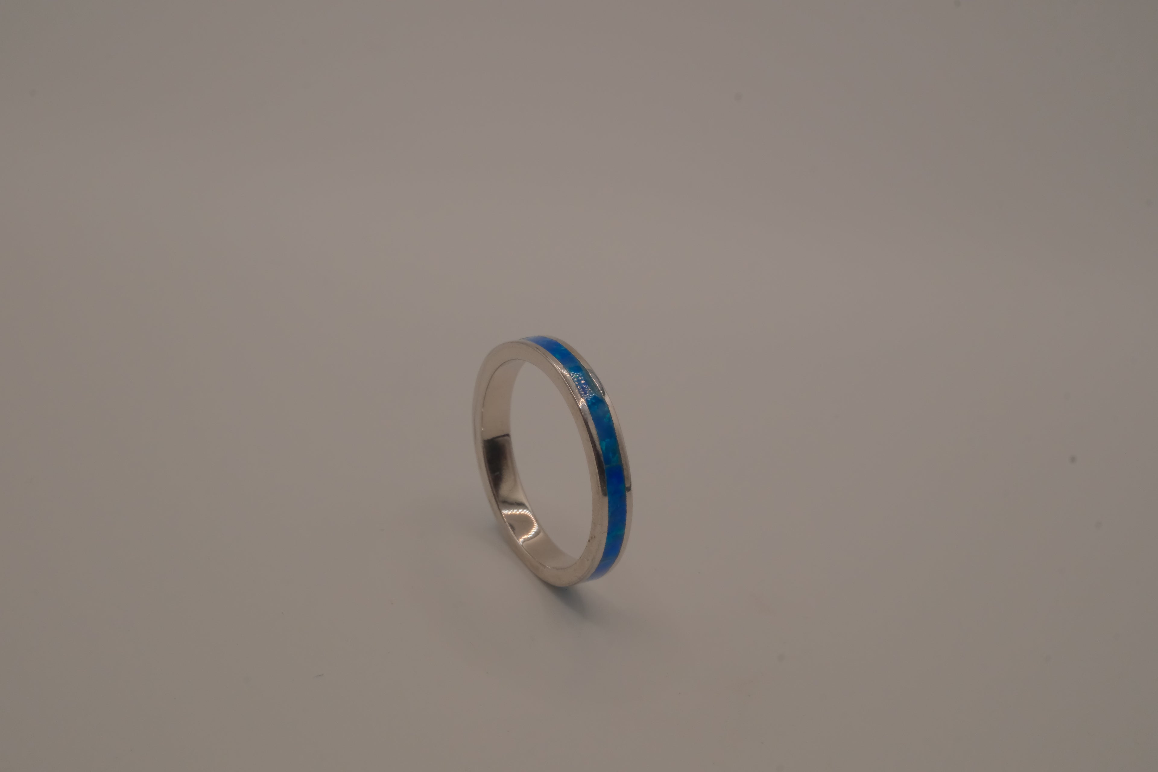 Blue Fire Opal Inlay Full Eternity Band Ring