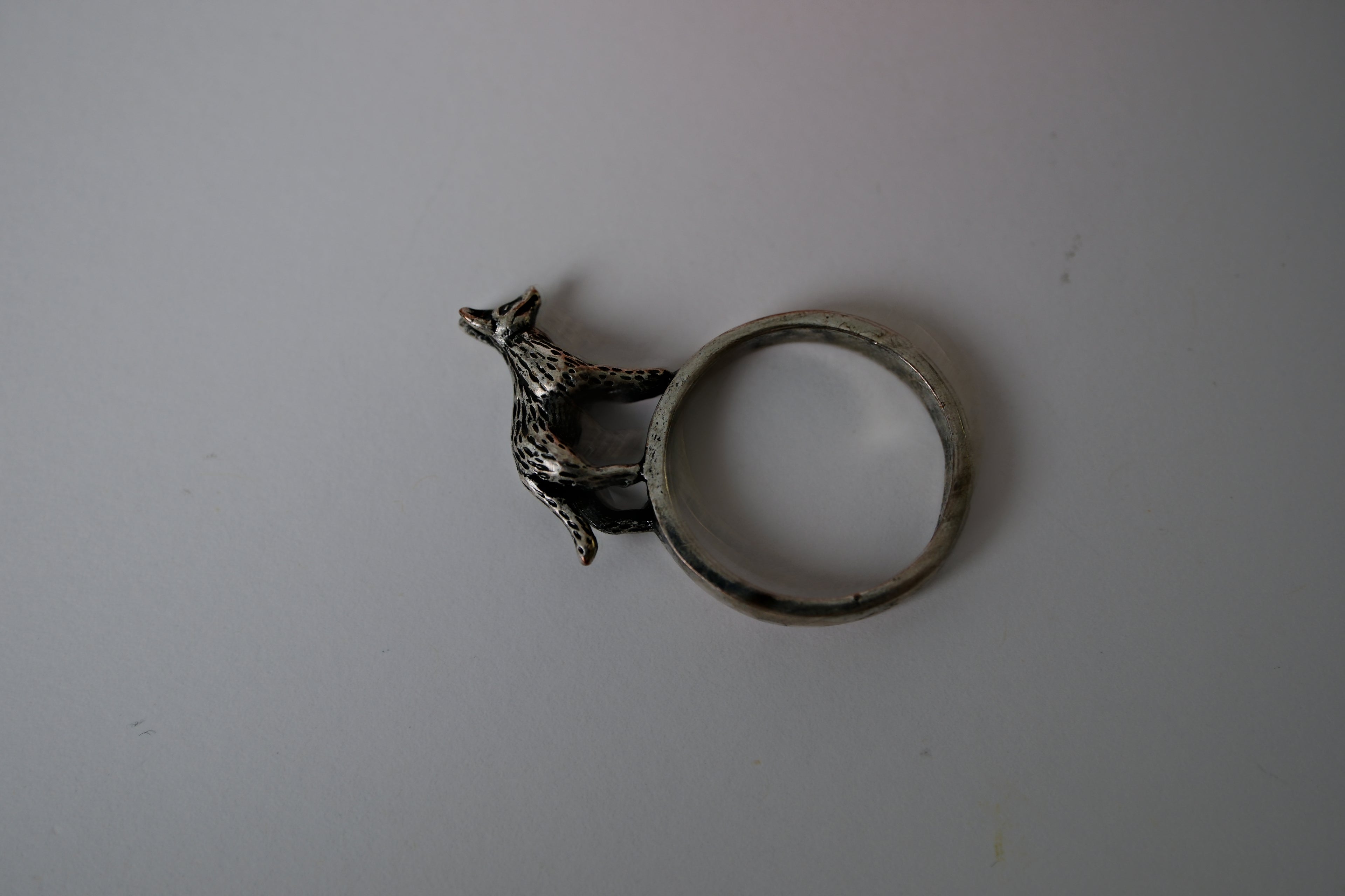 Vintage Artisan Sterling Silver Fox Ring