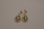 Vintage black and white cameo earring