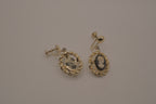 Vintage black and white cameo earring