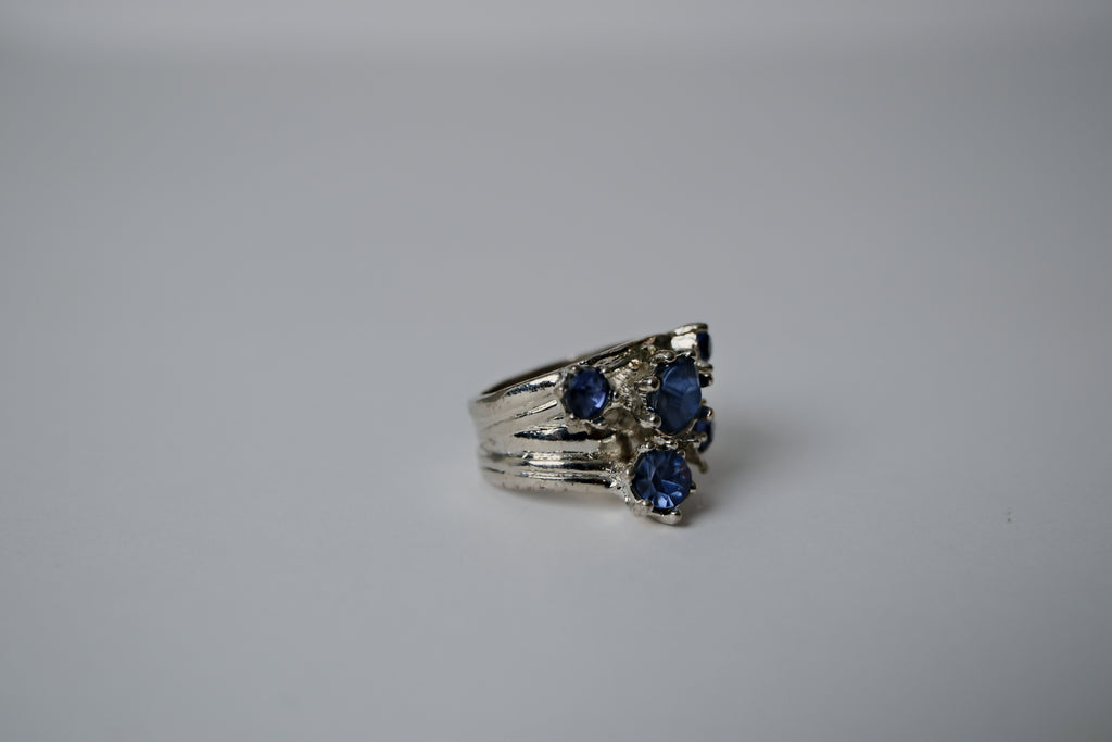 Vintage Sterling Silver Blue Sapphire Ring